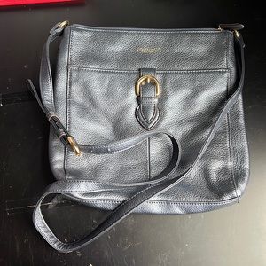 Tignanello Gunmetal Gray Leather Shoulder Bag